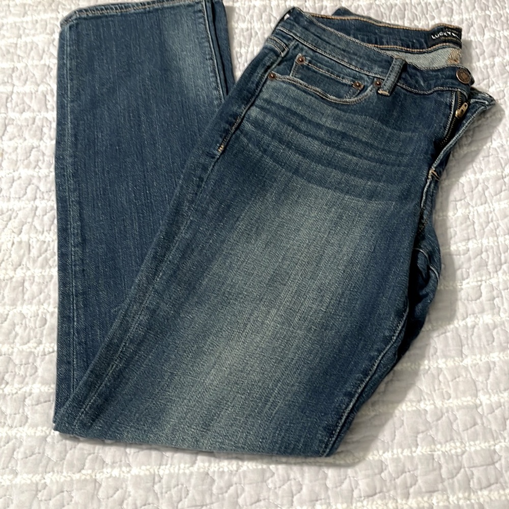 Lucky Brand stretch dark blue denim. Size 8/29. Inseam 32”. Brand new.